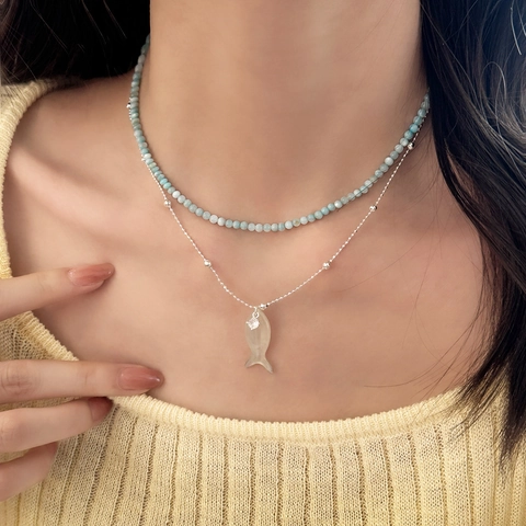 Copper Choker Necklace With Shell Artificial Pearl Beads And Small Fish Pendant Minimalist Elegant Clavicle Chain For Women