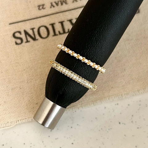 Elegante Anello In Rame Placcato Oro Con Zircone E Perla Artificiale Design Aperto Regolabile Vintage Gioielli Per Donna