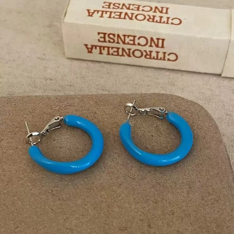 Orecchini In Smalto Blu Minimalisti Geometrici A Forma Di C Cerchi In Rame Borchie In Smalto Per Donna Gioielli Freschi Eleganti