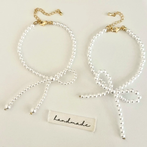 Elegantes Künstliche Perlenarmband Mit Schleife Künstliche Perlen Vergoldete Legierung Süßer Vielseitiger Schmuck Für Damen