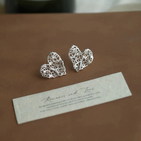 Hohlspitze Herz Ohrstecker Kupfer Zirkonia Mit 925 Sterling Silber Ohrstecker Retro Minimalistisch Für Frauen