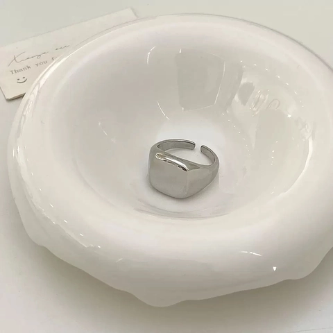 Minimalistische Zilverkleurige Koperen Ringen Onregelmatige Geometrische Verstelbare Open Ringen Ins Stijl Voor Dames