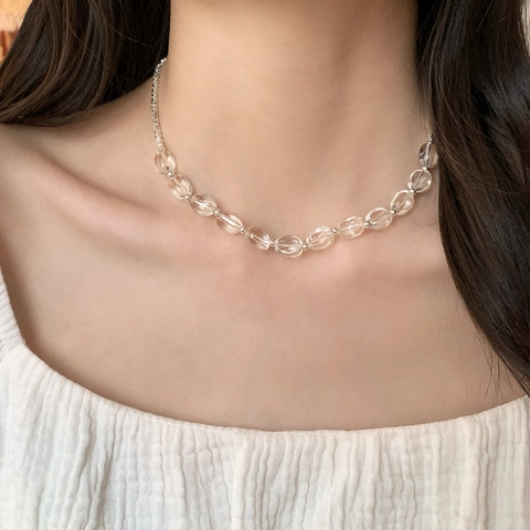 Elegante Set Di Gioielli Con Perline Di Chicchi Di Caffè In Cristallo Da Donna Rame Stile Semplice Versatile Chic Collana E Bracciale
