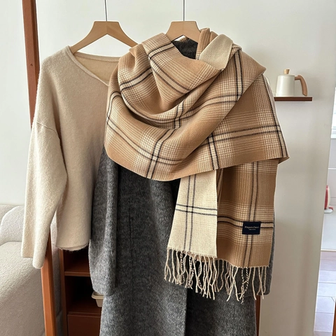 Écharpe Écossaise à la Mode pour Femmes Hommes Hiver Chaud Doux Polyester Châle à Carreaux Avec Glands Classique Longue Enveloppe Accessoires de Déplacement Élégants