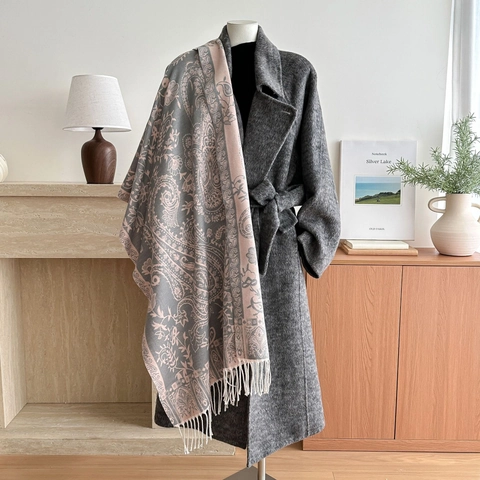 Paisley Jacquard Scarf Large Shawl Winter Warm Wrap Ethnic Style Polyester Tassels Retro Pashmina For Women