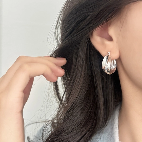 Orecchini A Cerchio Intrecciati Texturizzati Rame Geometrici Minimalisti Placcati Oro Argento Gioielli Per Donna