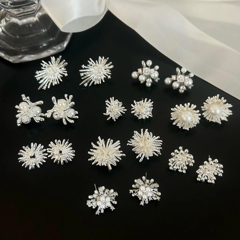 Kupfer Ohrstecker Mit Zirkonia Und Kunstperlen Feuerwerk Blumenform Eleganter Modeschmuck Für Damen Pendler Stil