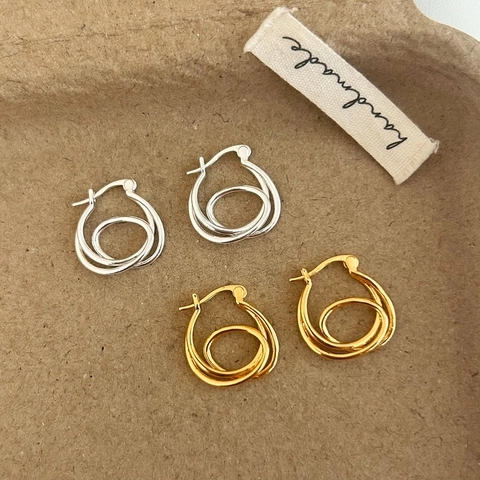 Pendientes De Aro Entrelazados Irregulares Cobre Chapado En Oro De 18K Geométrico Minimalista Joyas Para Mujer