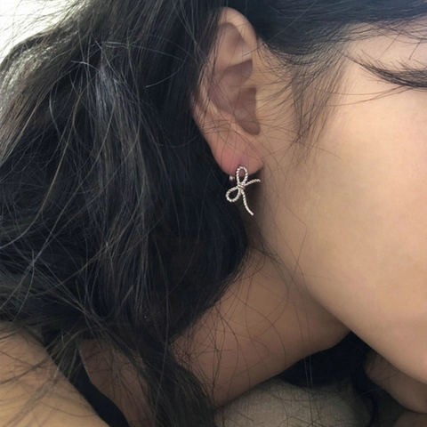 Schleife Knoten Ohrringe Kupfer Vergoldet Seil Textur Süß Minimalistisch Französisch Vintage Mode Schmuck Für Damen