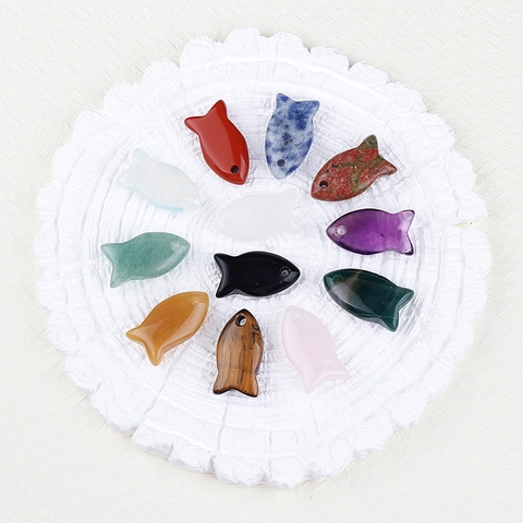 Handgesneden Natuursteen Hangers Visvorm Amethist Rozenkwarts Tijgeroog Dierlijke Bedels Voor DIY Sieraden Maken Accessoires