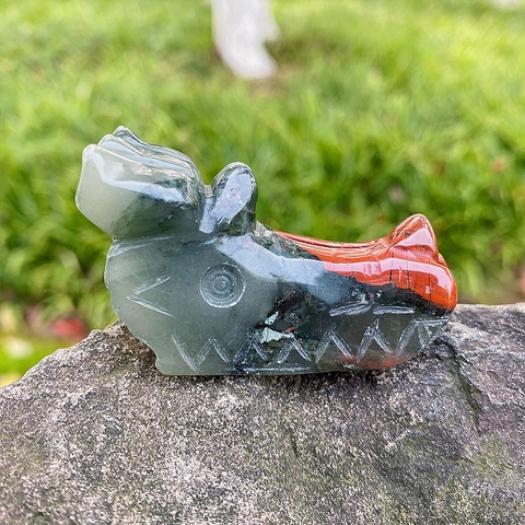 Tallado de Cráneo de Dragón de Cristal Natural Estatua de Esqueleto de Cabeza de Dragón Piedra de Curación Decoración Mesa