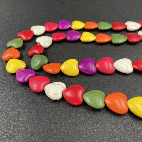 Heart Shaped Turquoise Beads Mixed Colors Synthetic Stone Loose Spacer Beads For DIY Jewelry Making