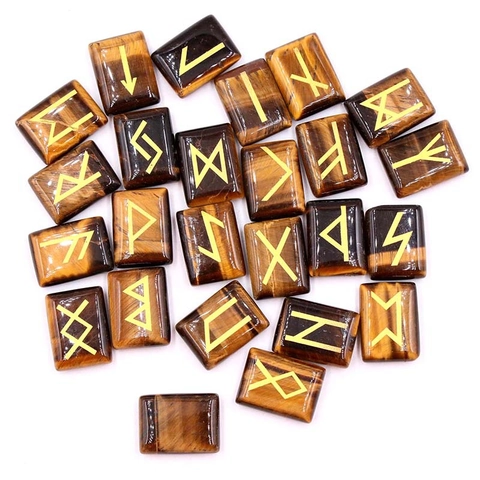 Set Di Pietre Runiche Elder Futhark Pietre Naturali Simboli Incisi Oro Per Divinazione Meditazione Guarigione Decorazione