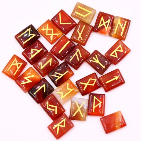 Set Di Pietre Runiche Elder Futhark Pietre Naturali Simboli Incisi Oro Per Divinazione Meditazione Guarigione Decorazione