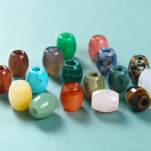 Natuurlijke Kristal Agaat Edelsteen Vat Kralen Groot Gat Trommel Spacer Voor DIY Sieraden Maken Gepolijste Heilsteen