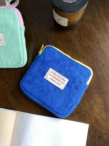 Cute Plush Square Coin Purse With Contrast Zipper Polyester Portable Small Storage Bag For Cosmetics Earphones Keys Women Girls Jewelry Organizer