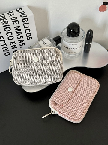 Tragbare Mini Münzbörse Polyester Baumwolle Webbeutel Für Kopfhörer Kabel Lippenstift Mit Klappentasche Und Zipper