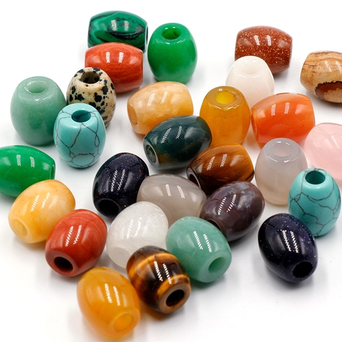 Natuurlijke Kristal Agaat Edelsteen Vat Kralen Groot Gat Trommel Spacer Voor DIY Sieraden Maken Gepolijste Heilsteen
