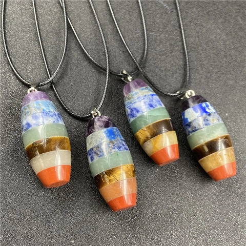 Colgante Piedra Energía Chakra Cristal Curación Piedra Preciosa Natural Cuenta Barril Pulida Dije Para Collar Joyería DIY