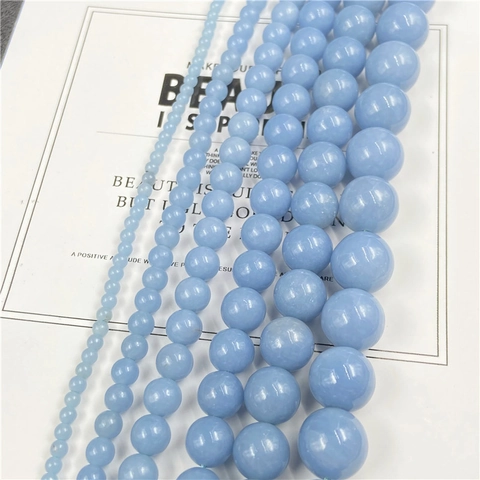 Perline Di Pietra Naturale Angelite Blu Chiaro Tonde Abaco Perline Sciolte Per Creazione Di Gioielli Fai Da Te Bracciale Collana
