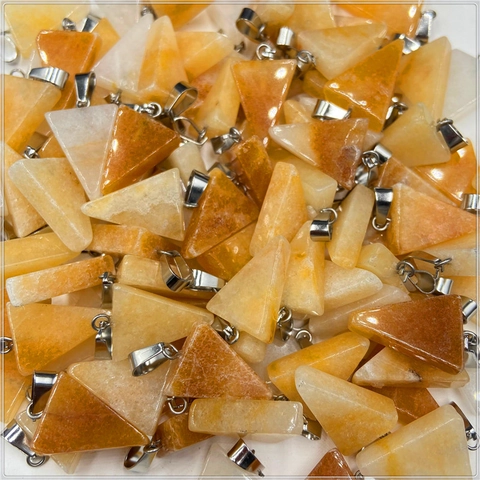 Triangle Natural Stone Pendant Geometric Crystal Agate Charm With Metal Bail For Necklace DIY Jewelry Making