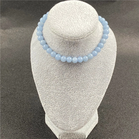 Perline Di Pietra Naturale Angelite Blu Chiaro Tonde Abaco Perline Sciolte Per Creazione Di Gioielli Fai Da Te Bracciale Collana