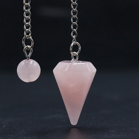 Collana Pendolo Di Divinazione In Quarzo Rosa Cono Esagonale Pietra Cristallo Naturale Sfaccettata Per Reiki Yoga Meditazione