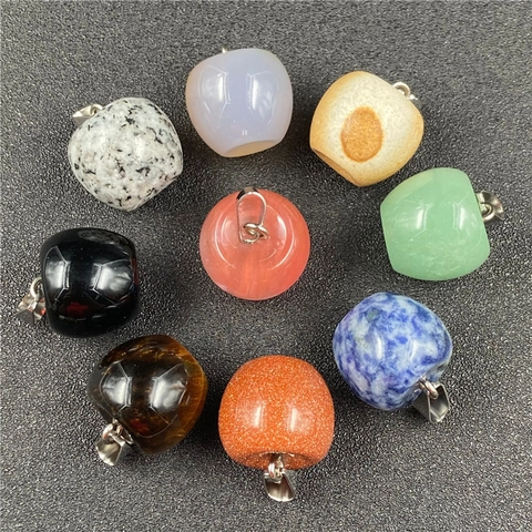 Ciondolo In Pietra Forma Mela Pietra Naturale Cristallo Agata Lucidato Mini DIY Produzione Gioielli Regalo Natale