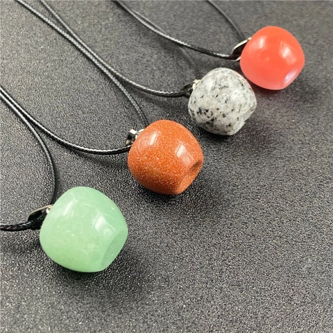 Ciondolo In Pietra Forma Mela Pietra Naturale Cristallo Agata Lucidato Mini DIY Produzione Gioielli Regalo Natale