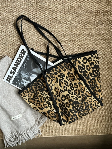 Dames Canvas Tote Bag Met Luipaardprint Grote Capaciteit Street Style Schoudertas Met Drukknoop Veelzijdige Boodschappentas