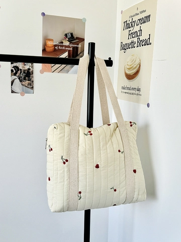 Gesteppte Tragetasche Bestickt Polyester Große Kapazität Mama Tasche Lässige Schulterhandtasche Reißverschluss