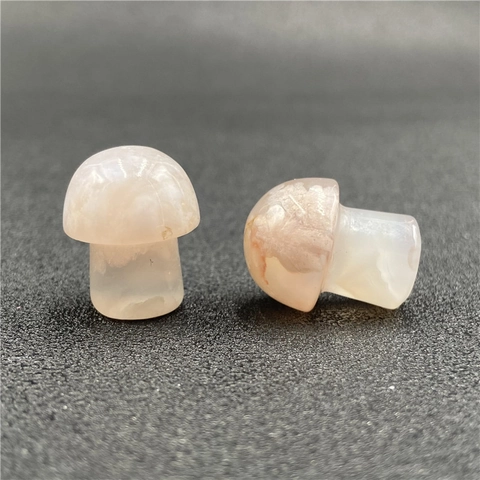 Ornement Mini Champignon Agate Fleur De Cerisier Naturelle Pierre Polie Figurine Décor De Bureau Micro Paysage Guérison