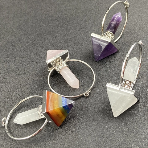 Naturkristall Pyramide Anhänger Halskette Sechseckige Säule Reiki Heilung Sieben Chakra Edelstein Schmuck Für Damen