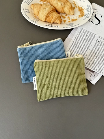 Trousse de Maquillage en Velours Côtelé pour Femme Portable Organisateur de Cosmétiques avec Fermeture Éclair Petit Grand Porte-monnaie de Voyage