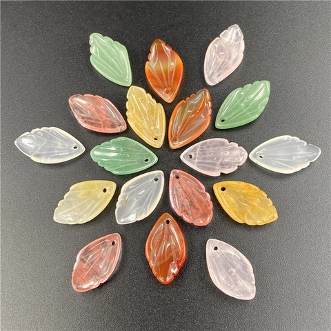 Natural Gemstone Petal Leaf Beads Engraved Agate Quartz Charms For DIY Jewelry Making Earrings Hairpin Vintage Style
