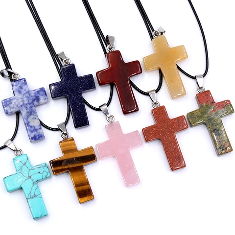 Colgante De Cruz De Cristal Y Piedra Preciosa Religioso Simple Accesorio Para Joyería DIY Con Enganche De Metal Amuleto