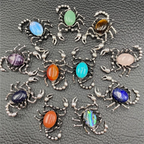 Spilla Ciondolo Scorpione Retrò Doppio Uso Lega Pietra Naturale Gioielli Animali Accessorio Vintage Punk Gotico