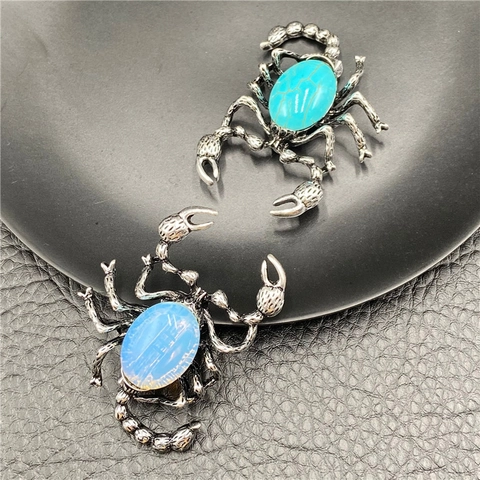 Broche Pendentif Scorpion Rétro Double Usage Alliage Pierre Naturelle Bijoux Animaux Accessoire Vintage Punk Gothique