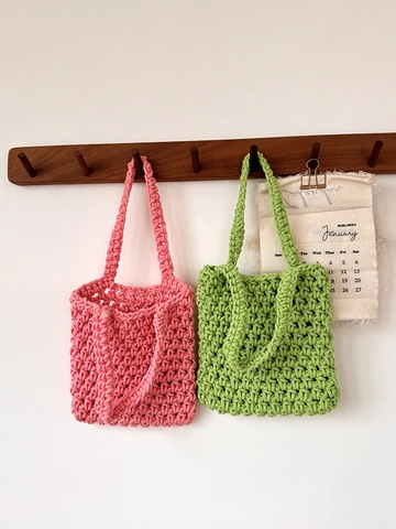 Mini Sac À Main En Crochet Tissé À La Main En Coton Polyester Avec Filet Creux Pour Les Vacances À La Plage Été Femmes