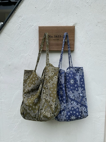 Borsa Tote In Tela Con Stampa Paisley Grande Capacità Borsa A Tracolla Casual Stile Etnico
