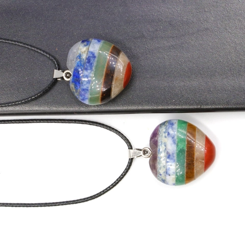 Collana Con Ciondolo A Cuore In Pietra Naturale 7 Chakra Cristallo Energia Yoga Meditazione Gioielli Spirituali