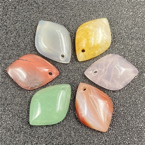 Naturachat Jade Blatt Petal Charms Für DIY Schmuckherstellung Haarnadel Zubehör Polierte Steinanhänger