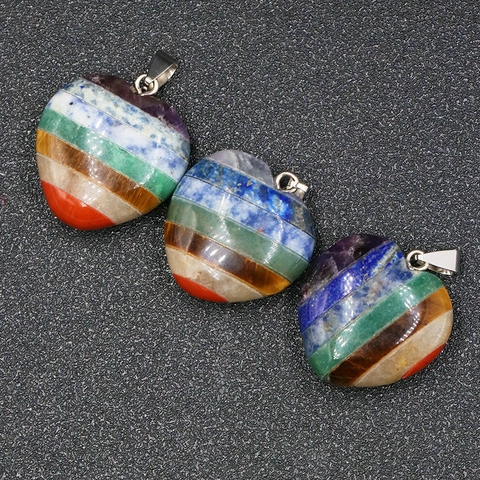 Collana Con Ciondolo A Cuore In Pietra Naturale 7 Chakra Cristallo Energia Yoga Meditazione Gioielli Spirituali