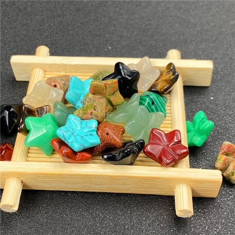 Natural Agate Crystal Star Shaped Carved Flower Pendants Gemstone Beads For DIY Jewelry Making Crafts