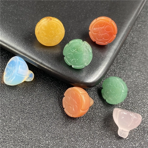 Pendenti Intagliati A Forma Di Loto Agata Naturale Quarzo Rosa Avventurina Perline Per Creazione Di Gioielli DIY Stile Cinese