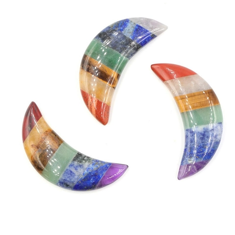 Natural 7 Chakra Crystal Stone Crescent Moon And Star Shaped Healing Stones Polished Palm Stone For Reiki Meditation Decor