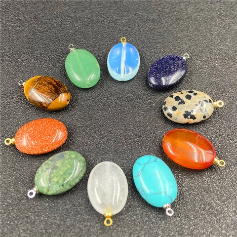 Ovale Natuursteen Kristal Agaat Hanger Voor Dames Heren DIY Sieraden Maken Gepolijste Steen Edelsteen Hanger Zonder Ketting