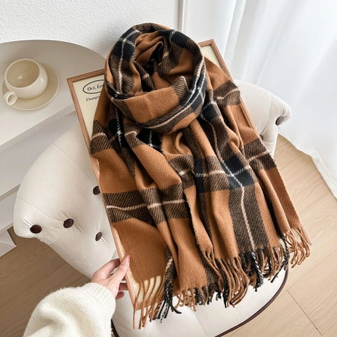 Sciarpa Invernale A Quadretti Con Nappine Scialle Caldo In Ecopelle Di Cashmere Lungo Moda Versatile Per Donne Uomini