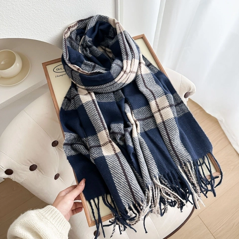 Sciarpa Invernale A Quadretti Con Nappine Scialle Caldo In Ecopelle Di Cashmere Lungo Moda Versatile Per Donne Uomini