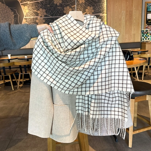 Winter Karo Schal Kaschmir Imitat Dick Warm Fransen Quasten Stola Retro Elegant Für Damen Und Herren